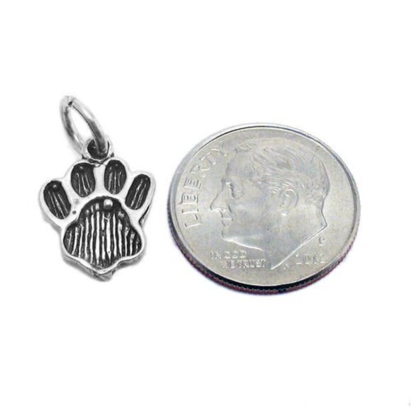 TIGER PAW PRINT CHARM IN STERLING SILVER. - Picture 2 of 2